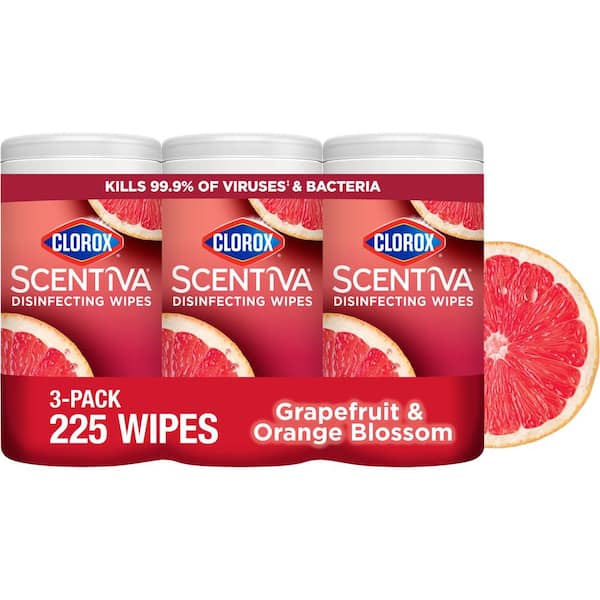 CLOROX SCENTIVA 75-Count Grapefruit and Orange Blossom Bleach Free Disinfecting Wipes (3-Pack)
