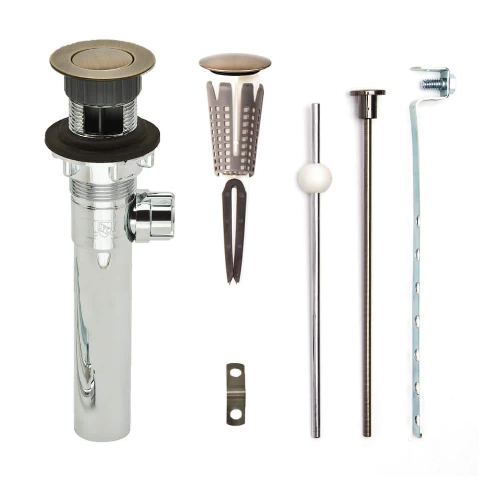 "SinkSTRAIN Pop-Up Drain, Easy Remove Hair Catcher Stopper, Chrome ABS Body w/Overflow, 1.6-2"" Sink Hole, Ant. Brass" price history on PriceWatchPro