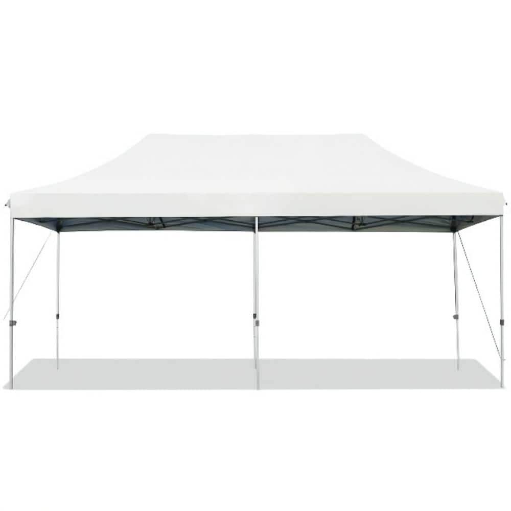 Alpulon 10 ft. x 20 ft. White Adjustable Folding Heavy-Duty Sun Canopy ...