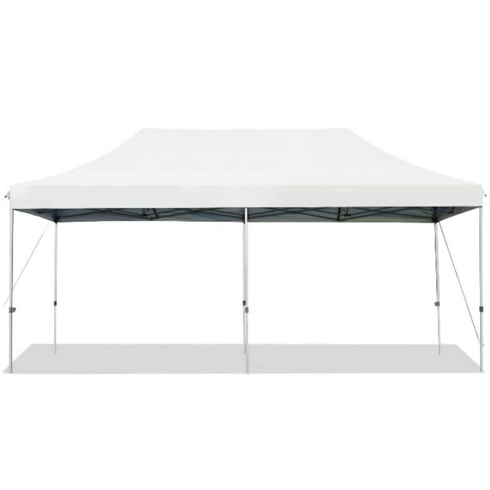 10 ft. x 20 ft. White Adjustable Folding Heavy-Duty Sun Canopy Pop Up Tent 