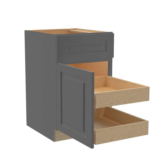 Home Decorators Collection Grayson 21 in. W x 24 in. D x 34.5 in. H Assembled Plywood Base Kitchen Cabinet in Deep Onyx with 2ROT Utility LH
