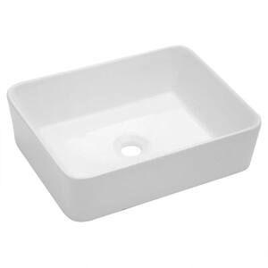 Rectangle Ceramic Bathroom Vessel Sink in White