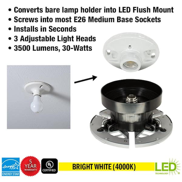 4-Pack Spin Light 7 in. Adjustable Light Heads LED Flush Mount Ceiling Light E26 Medium Base 3500LM Bright White 4000K