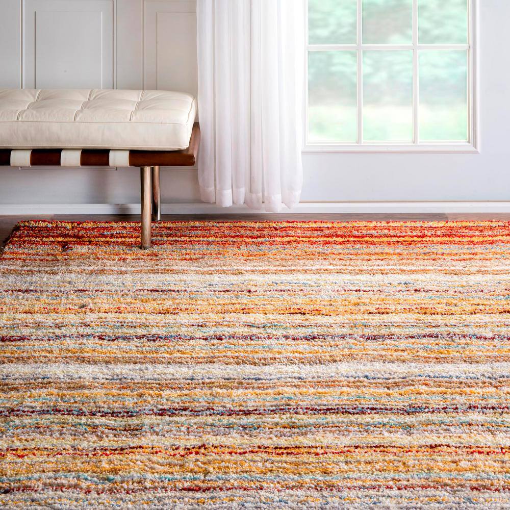 Zoomy 6' x 9' Red Striped Tufted Shag Rug