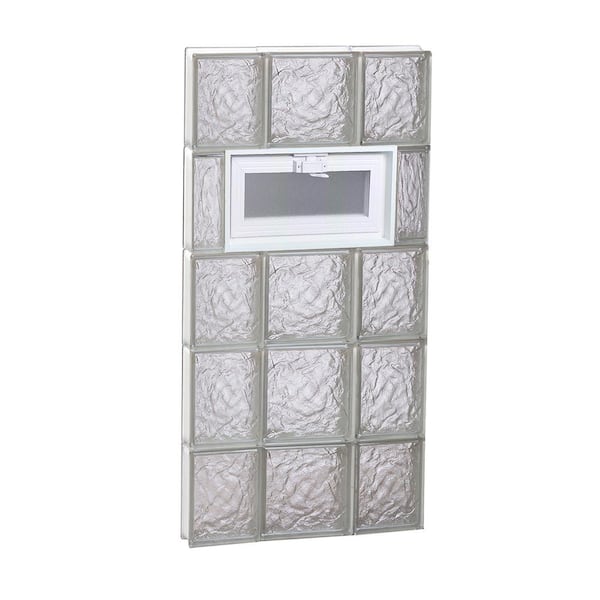 Clearly Secure 19.25 in. x 38.75 in. x 3.125 in. Frameless Ice Pattern Vented Glass Block Window