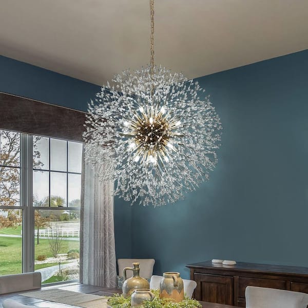 EDISLIVE Calzadyn 16-Light Gold-Chain Hung Dandelion Firework