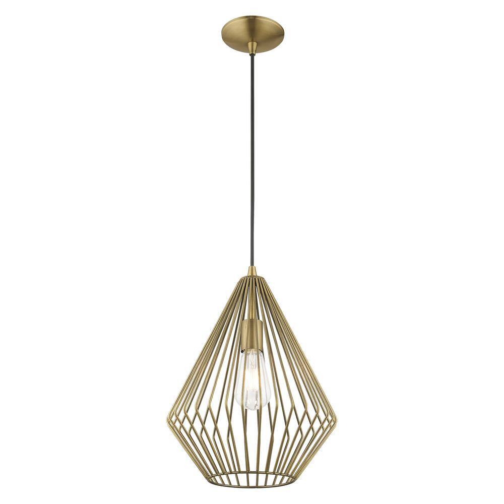 Antique Brass Geometric Metal Mini Pendant Light