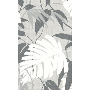 Slate Palm Leaves Botanical Printed Non-Woven Paper Non-Pasted Textured Wallpaper 60.75 sq. ft.