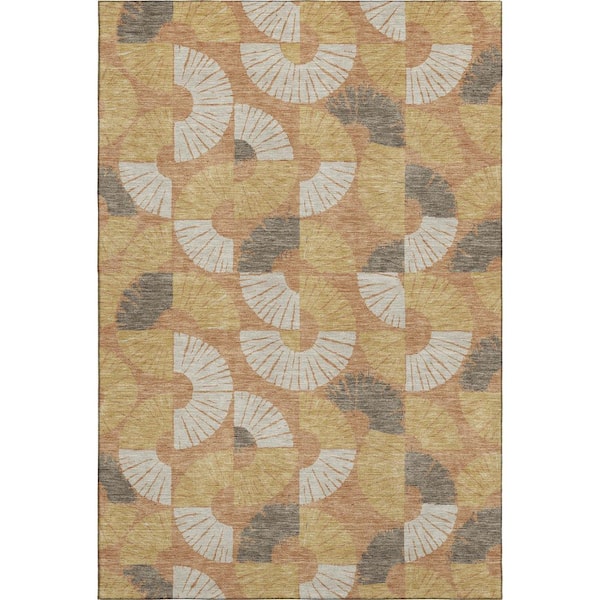 Mayfield Premium Machine Washable Abstract AMF2462 Copper 8 ft. x 10 ft. Area Rug