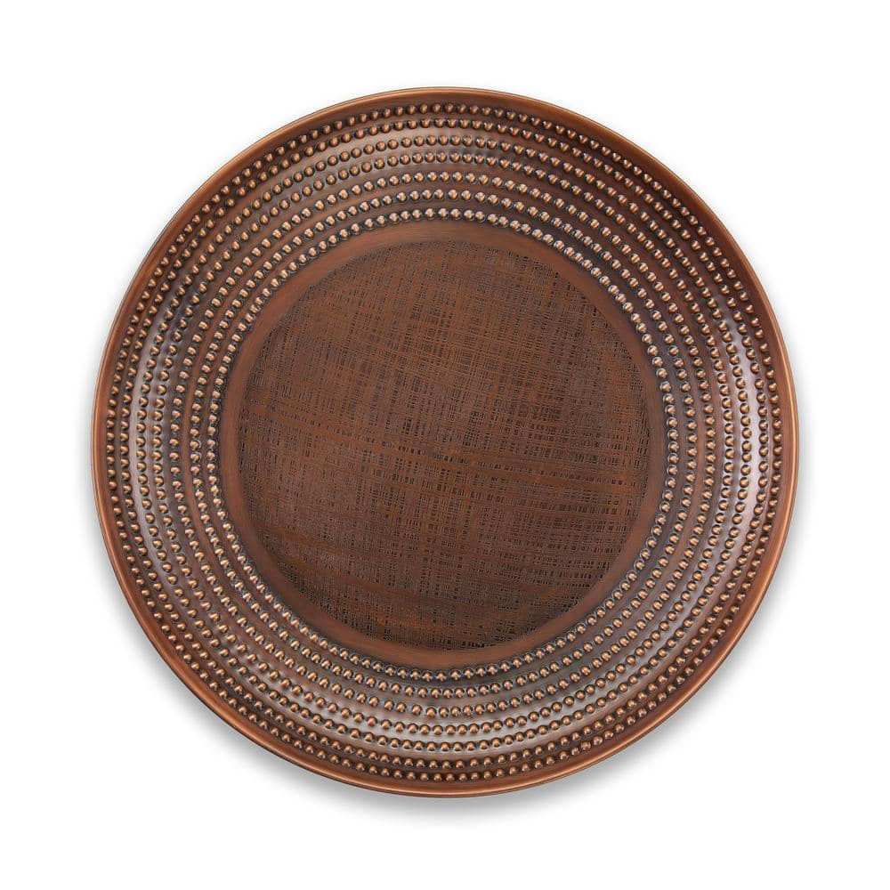 20" Handcrafted Copper Birdbath Basin with Etched Design