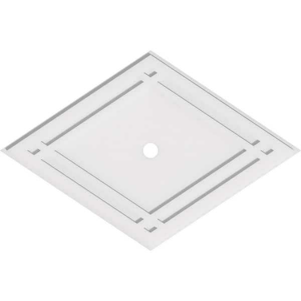 Ekena Millwork 40 in. W x 26-5/8 in. H x 2 in. ID x 1 in. P Diamond Architectural Grade PVC Contemporary Ceiling Medallion