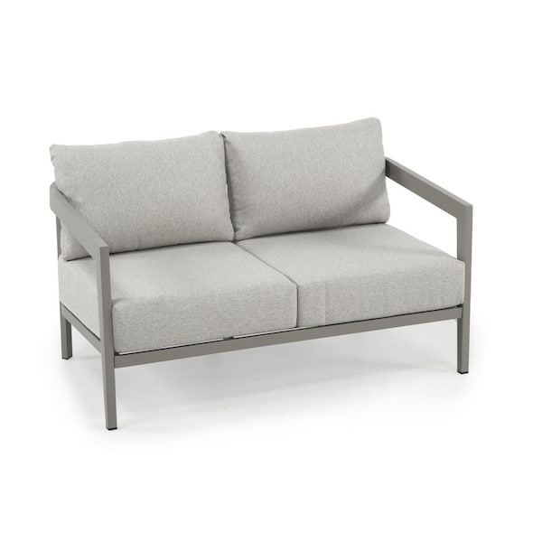 NovaRest Aluminum Outdoor Patio Loveseat with Gray Cushions