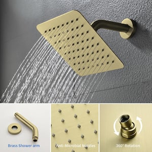 One-handle 1.8 GPM 8 in. Wall Mount Shower Head and Tub Faucet with Solid Brass Valve in Brushed Gold (Valve Included)