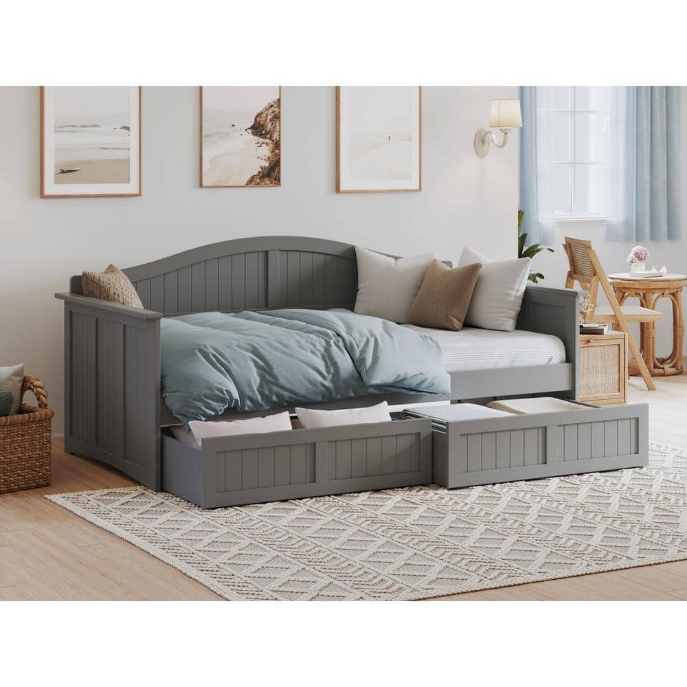Nantucket Gray Twin Wood Daybed with Storage Drawers