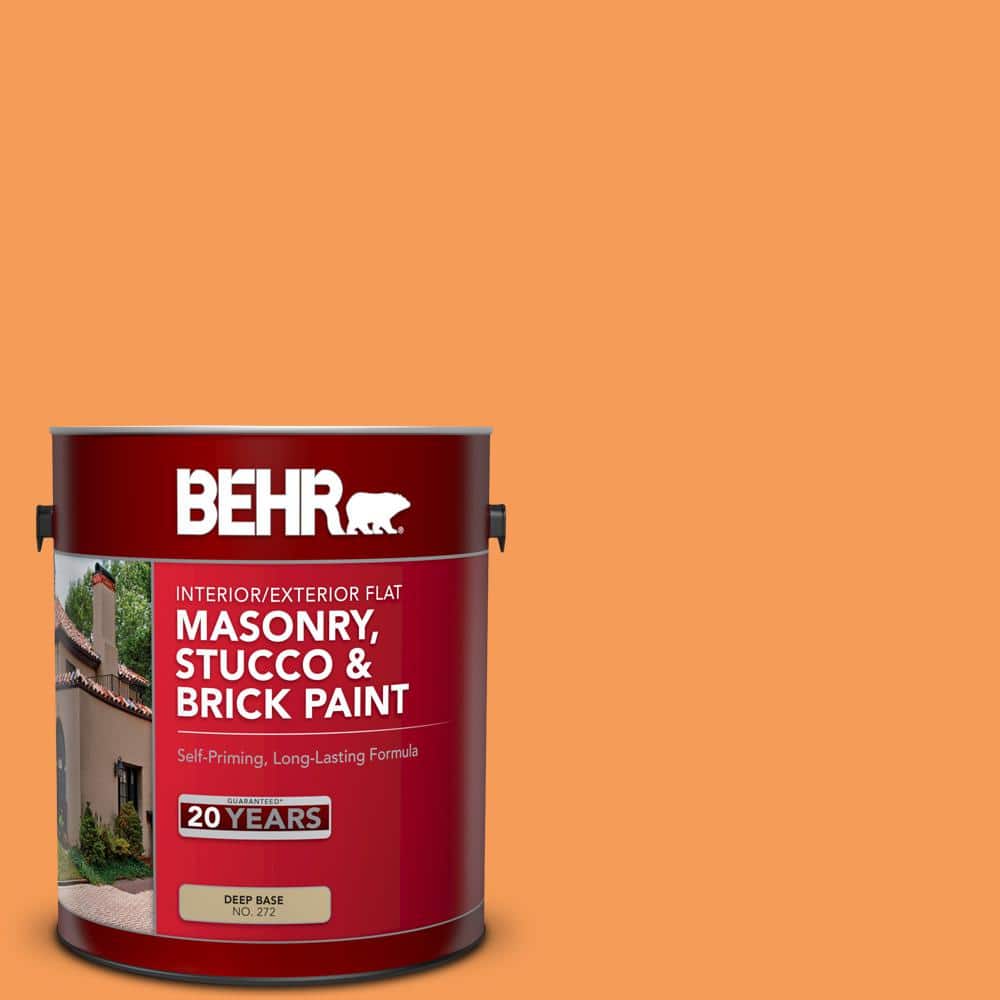 1 gal. #P220-6 Bergamot Orange Flat Interior/Exterior Masonry, Stucco and B