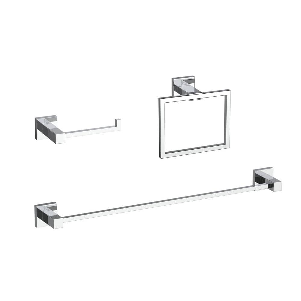 Timeless Home 3-Piece Bath Hardware Set with Mounting Hardware in Chrome
