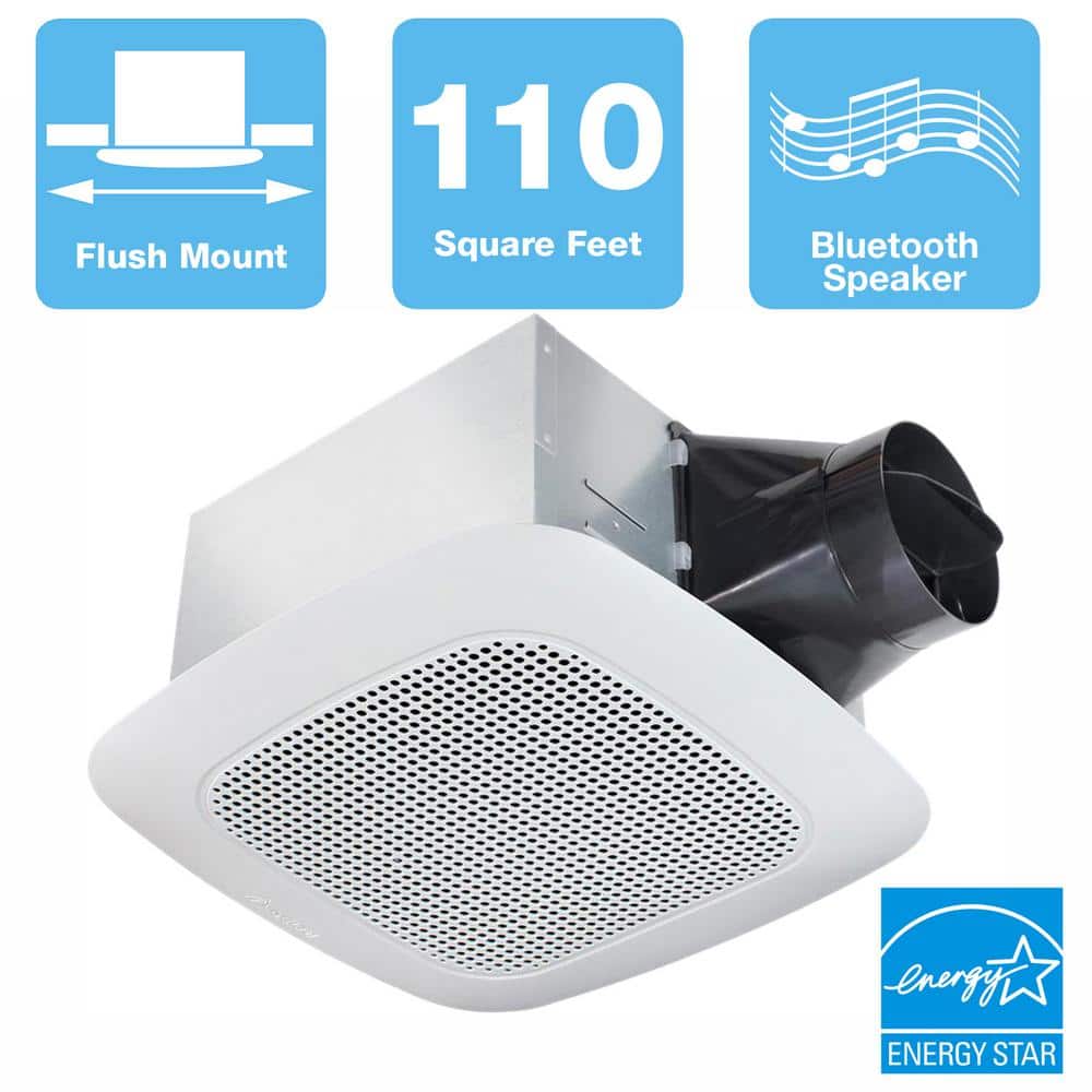 110 Cfm Ceiling Bathroom Exhaust Fan, Home Depot Bathroom Exhaust Fan With Bluetooth Speaker
