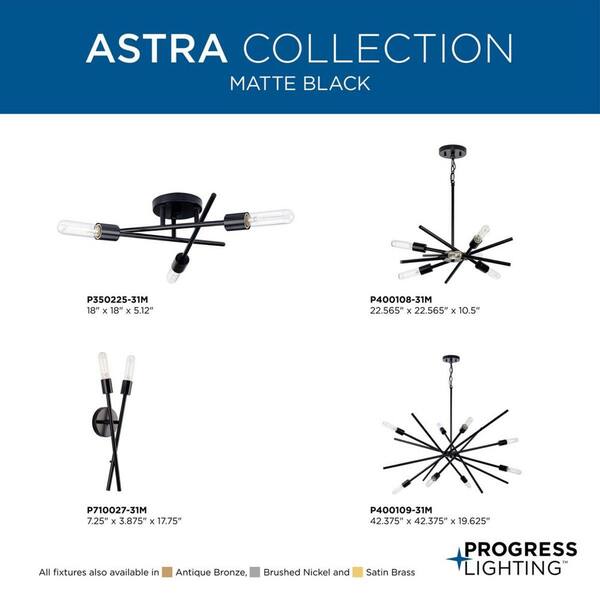 Progress Lighting Astra 6-Light Matte Black Modern/Contemporary Chandelier