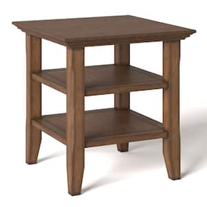 Acadian Solid Wood 19 in. Wide Square Transitional End Table in Rustic Natural Aged Brown