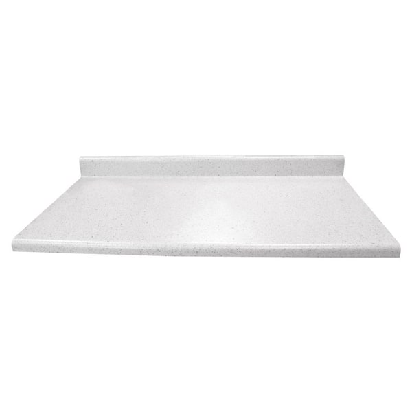 Hampton Bay 4 ft. Straight Laminate Countertop in Matte Sea Salt with Waterfall Edge and Integrated Backsplash