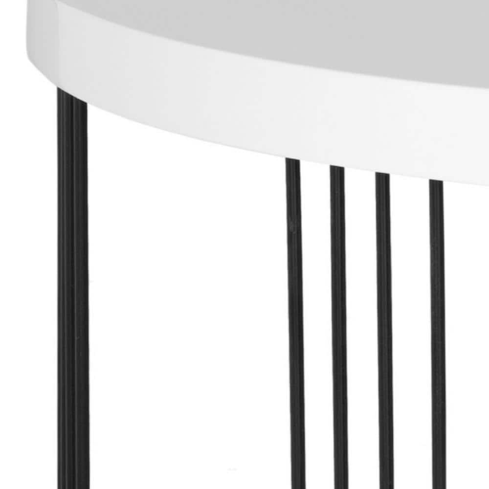 Transitional Round Black and White Wood & Metal Coffee Table