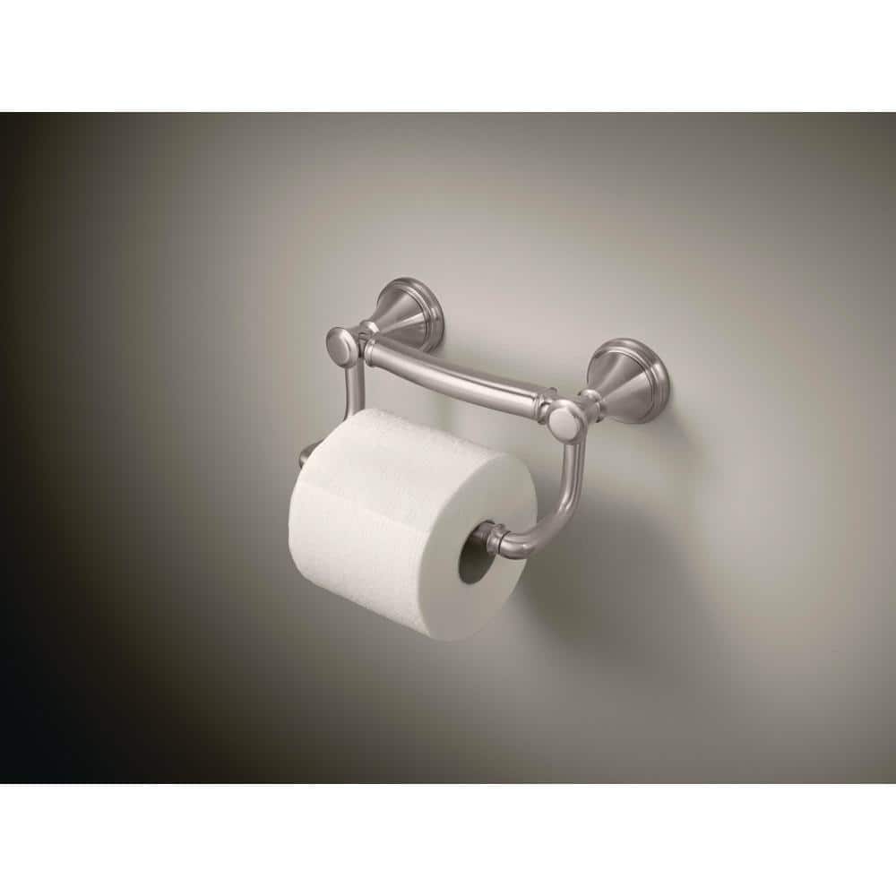Brilliance Stainless Steel Wall Mount Toilet Paper Holder with Assist Bar
