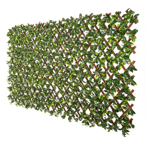 NATURAE DECOR Expandable Pvc Trellis Hedges 36 in. X 72 in. Gardenia Artificial Leaf 6 Pieces