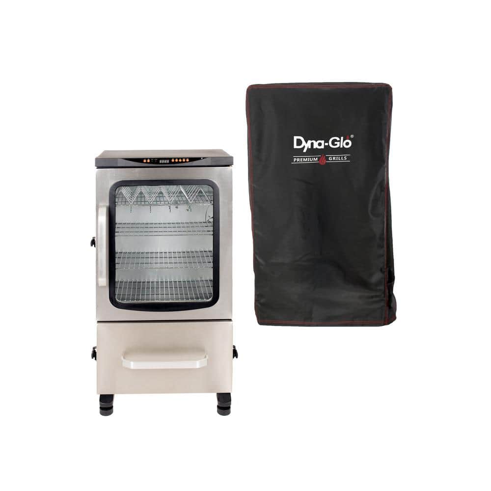 Dyna-Glo 40 in. Two Door Digital Electric Smoker in Stainless Steel with Premium Vertical Smoker Cover