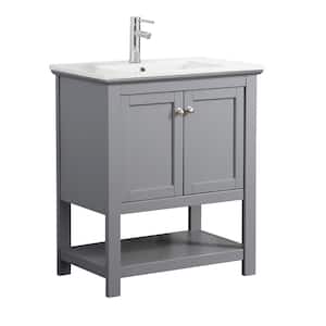 Bradford 30 in. W Traditional Bathroom Vanity in Gray with Ceramic Vanity Top in White with White Basin