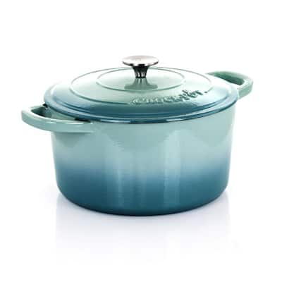 Round Cocotte w/ Glass Lid, 4Qt, Turquoise - Duluth Kitchen Co