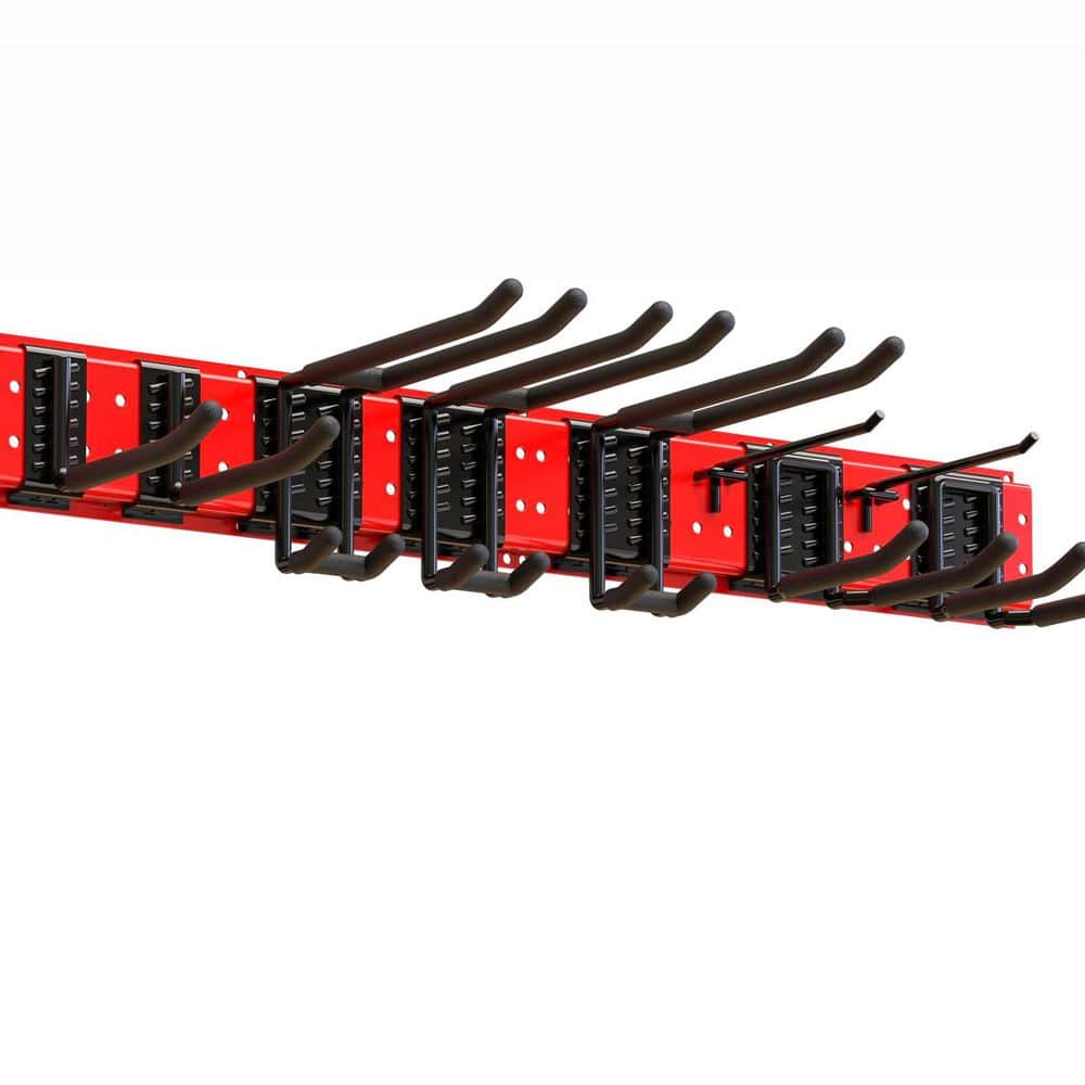 Garage Tool Organizer Wall Rack 49.5 in. Red Metal Adjustable Hooks Pegboard Heavy Duty Storage with 9 Hooks price history on PriceWatchPro
