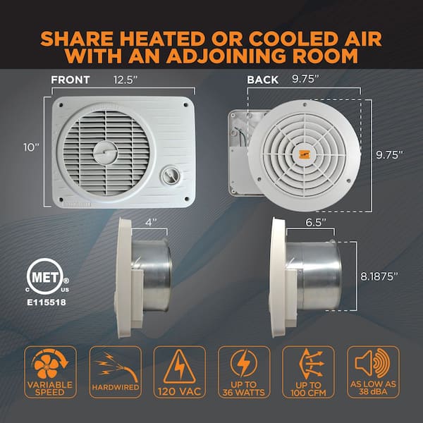 Suncourt Thru Wall Fan Hardwired Variable Speed TW208P - The