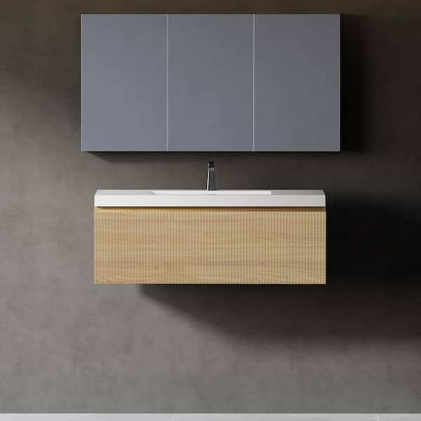 FAMYYT 40 in. W x 19.9 in. D x 20.1 in. H Single Sink Floating Bath Vanity in White with White Ceramic Top