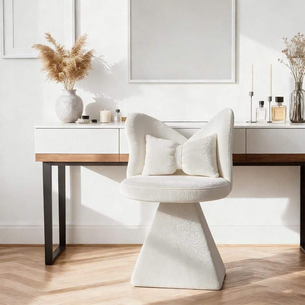 White Swivel Makeup Vanity Set with Butterfly Back ,Makeup Stool for Bedroom Living Room,Dining Room,Recreational Areas price history on PriceWatchPro