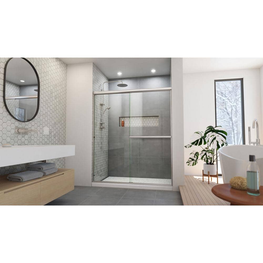 Alliance Pro 60" Brushed Nickel Semi-Frameless Sliding Shower Door