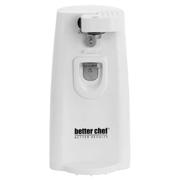 Better Chef Deluxe Electric Can Opener with Built in Knife Sharpener and  Bottle Opener in White