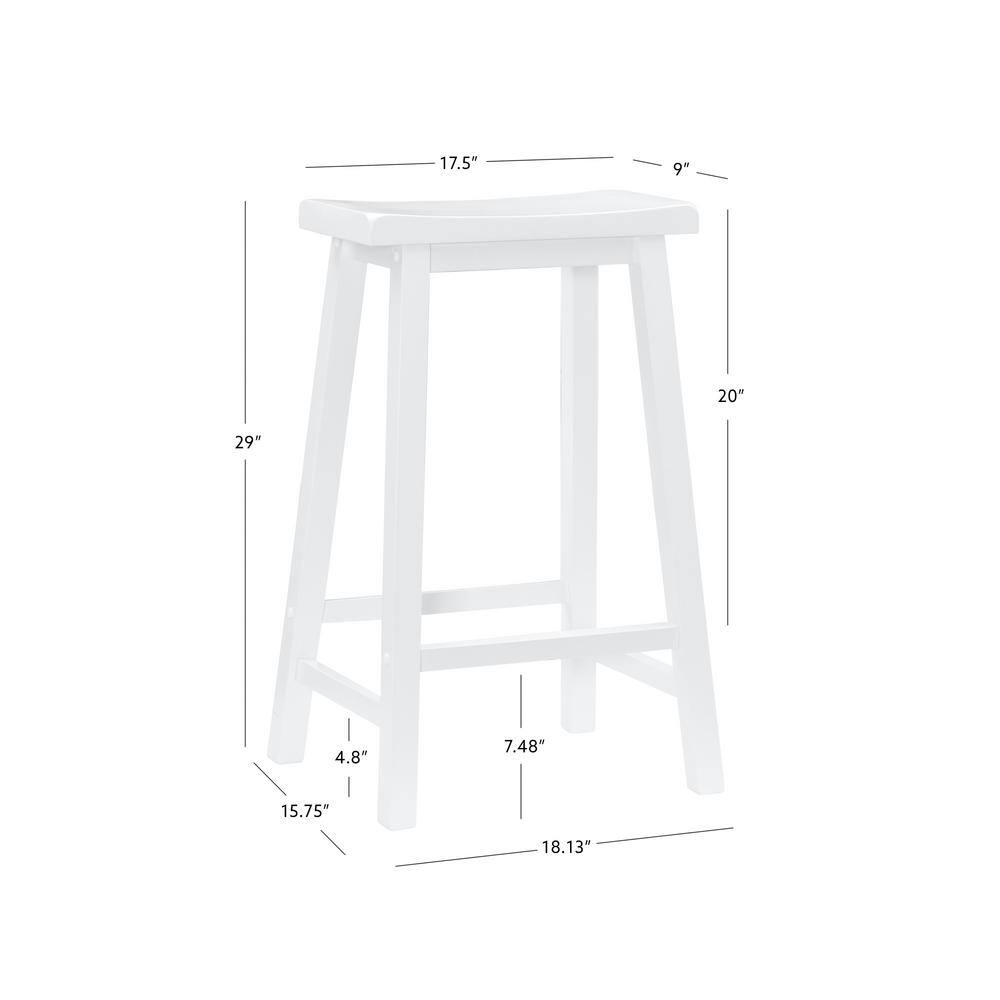 White Transitional Backless Saddle Wood Bar Stool