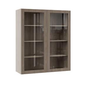 Designer Series Edgeley Assembled 36x42x12 in. Wall Kitchen Cabinet with Glass Doors in Driftwood