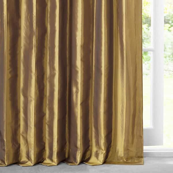 CHAMPAGNE GOLD CRUSHED VELVET & FAUX SILK CURTAINS EYELET RING TOP  FULLY LINED