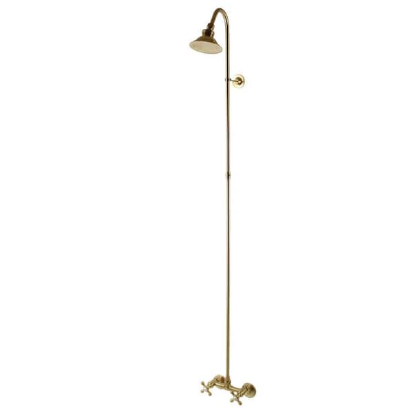 Kingston Brass Vintage 2-Handle Claw Foot Tub Faucet with Shower iin Brushed Brass