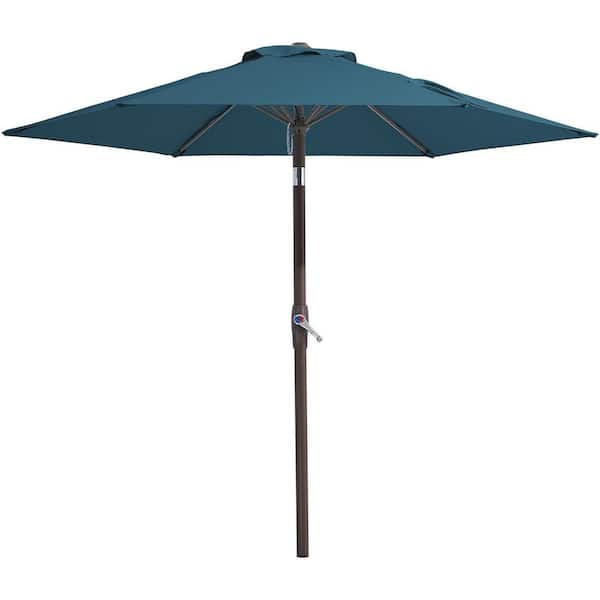 Unbranded 7.5 ft. Iron Market Patio Umbrella in Lake Blue with Push Button Tilt