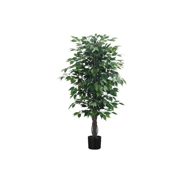 Unbranded 58 in. H Tall Decorative Artificial Ficus Tree Floor, Greenery in Black Pot