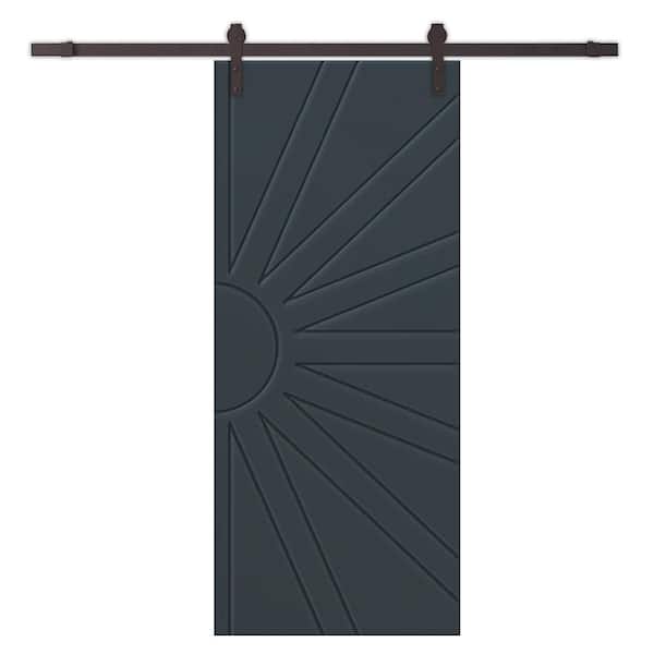 CALHOME 42 in. x 84 in. Charcoal Gray Stained Composite MDF Paneled Interior Sliding Barn Door with Hardware Kit