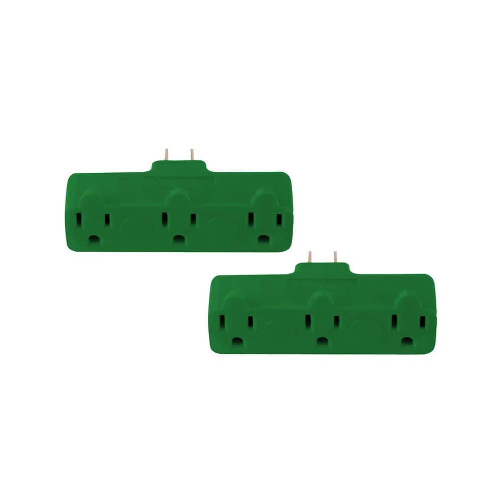 (G-03418GN-2) 3 Outlet Indoor Tri-tap, Green, 2 Pack price history on PriceWatchPro