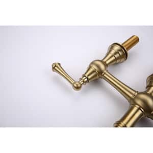 2 Handles 4 Holes 8 in. Antique Classic Heritage Deck-Mount Kitchen Sink Faucet with Brass Side Sprayer in Gold