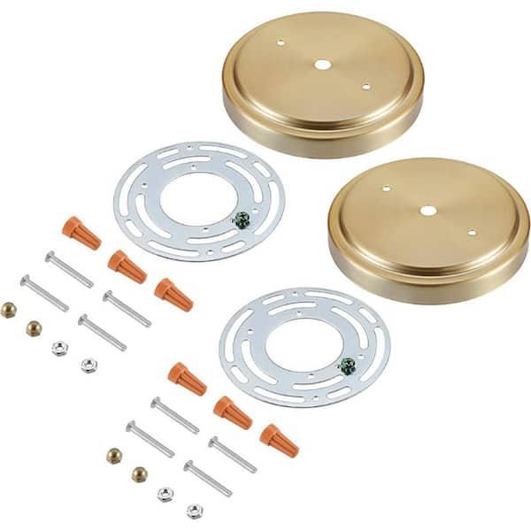 Unbranded 5-1/8 in. Dia Collar Loop and 7/16 in. CenterHole Warm Brass Finish Chandelier Fixture Canopy KitUniv Cross Bar (2-Pack)