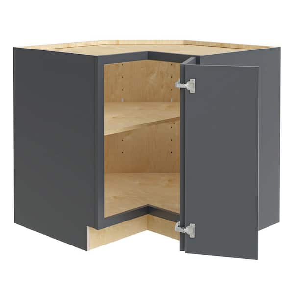 Home Decorators Collection Newport 36 in. W x 24 in. D x 34.5 in. H Assembled Plywood Corner Easy Reach Base Kitchen Cabinet in Deep Onyx RH