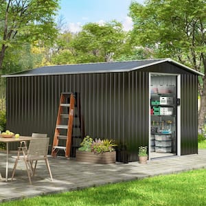 8 ft. W x 12 ft. D Outdoor Storage Metal Shed Building with Lockable Doors for Backyard Garden (96 sq. ft.)