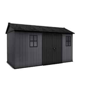 Newton Plus 7.5 ft. W x 13 ft. D Durable Resin Plastic Storage Shed with Floor Graphite 87 sq. ft.