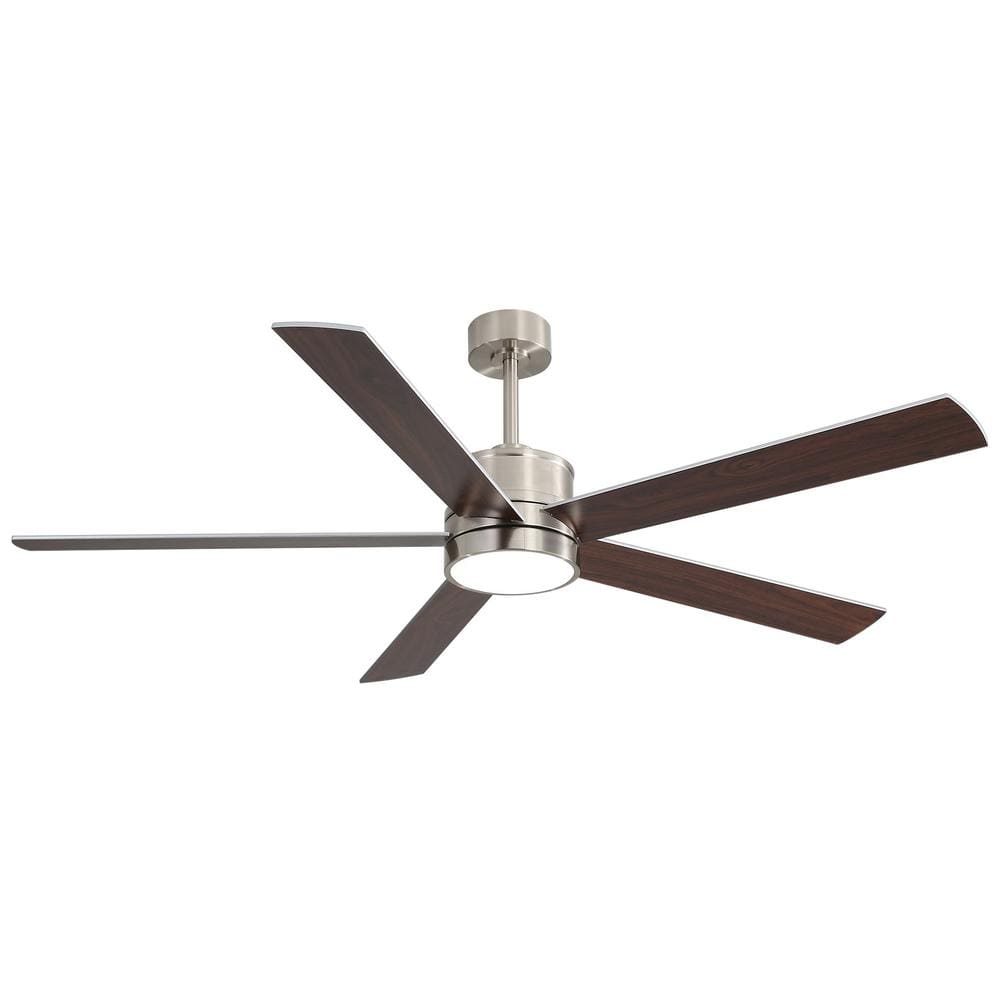 Breezary Radar 65 In. Integrated Led Indoor Satin Nickel Ceiling Fans 